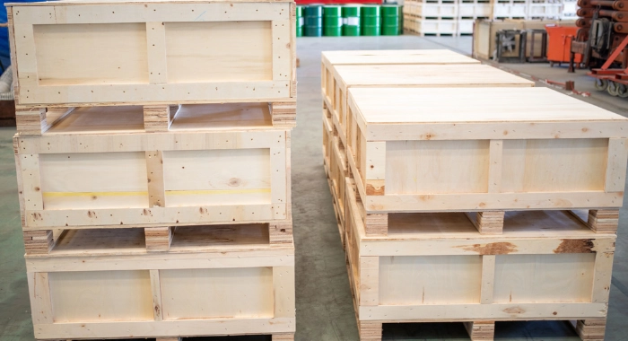 Wooden Shipping Crates in warehouse